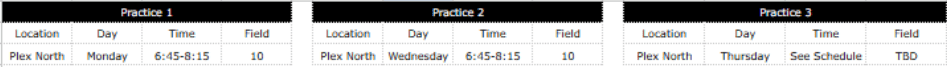 Practice Schedule